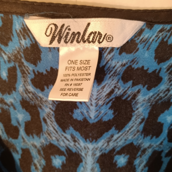 Winlar silky soft satin Leopard Print Caftan OS blue/black - Picture 6 of 7